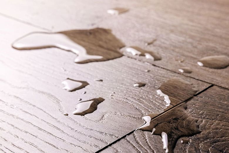 A water splash on lvp flooring